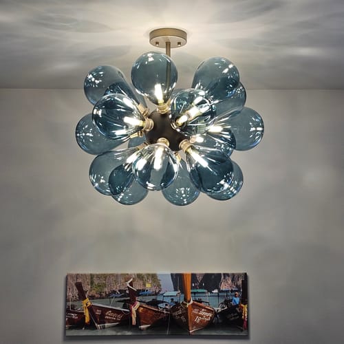 Customer photo review of Modern 18-Light Hand Blown Glass Cluster Chandelier