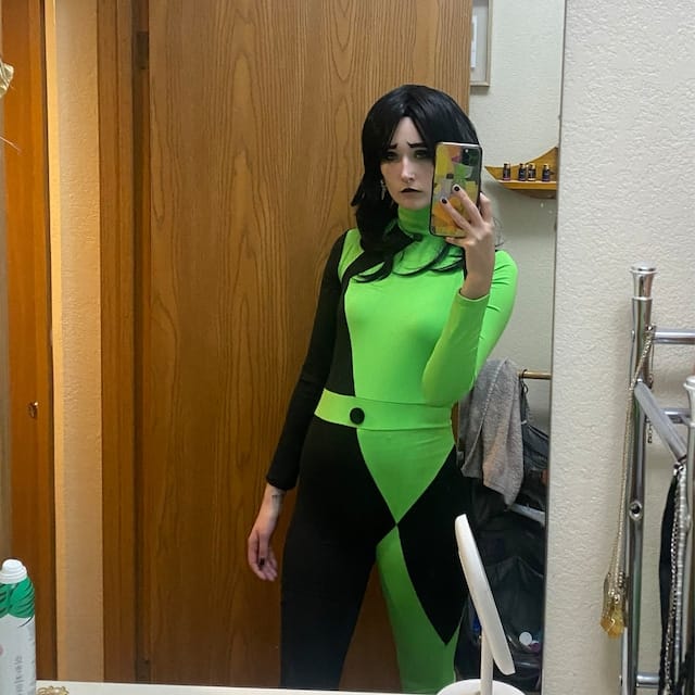 Customer photo review of Men Black Long Curly Side Swept Bangs Layered Thick Cosplay Wig