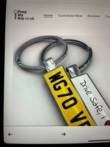 Customer photo review of Personalised Metal Number Plate Keyring