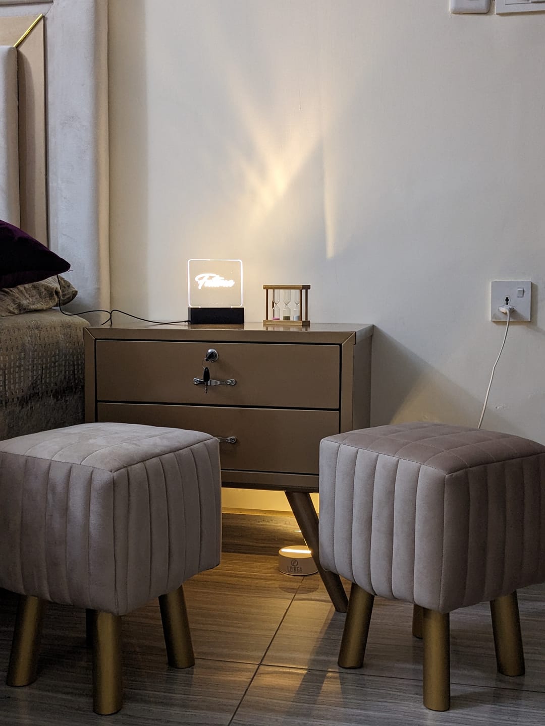 Customer photo review of Wooden Velvet stool Square shape-865