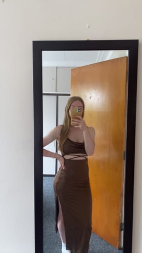 Customer photo review of Jackson Midi Dress - Brown