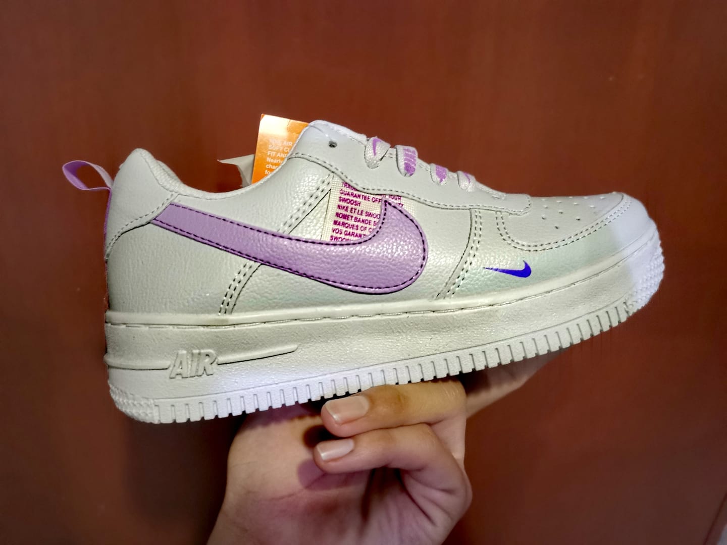 Customer photo review of Paq 6 Pares Tenis 275 Blanco Lila 22/25.5