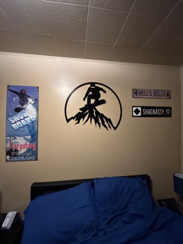 Customer photo review of Snowboarder Mountain - Metal Wall Art
