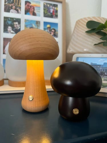 Customer photo review of Wooden Cute Mushroom Lamp
