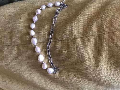 Customer photo review of Square Chain Freshwater Pearl Necklace