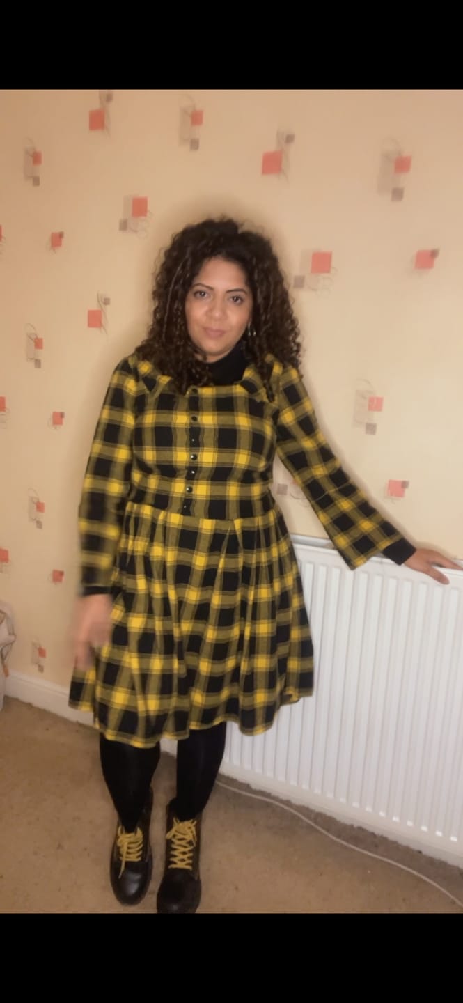Customer photo review of Mustard and Black Tartan Brushed Cotton Fabric