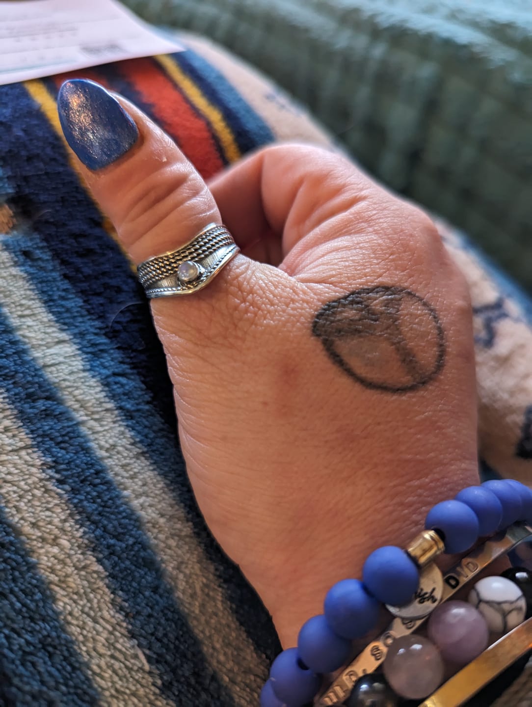 Customer photo review of Chevron Thumb Ring with Moonstone Sterling Silver