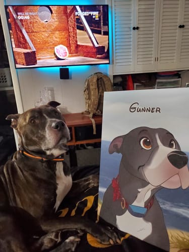 Customer photo review of Custom Cartoon Art Wrapped Pet Canvas