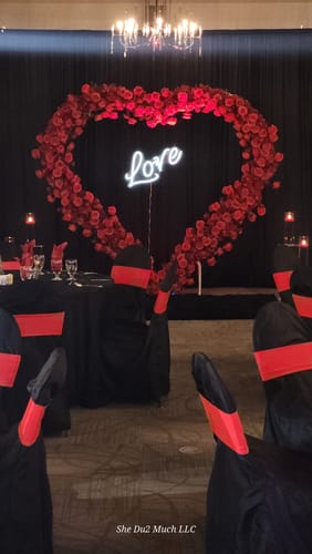 Customer photo review of 8ft Party & Hoop Balloon Double Layer Heart Shape Loop Flower Arch Photo Booth Backdrop Stand Heart Backdrop