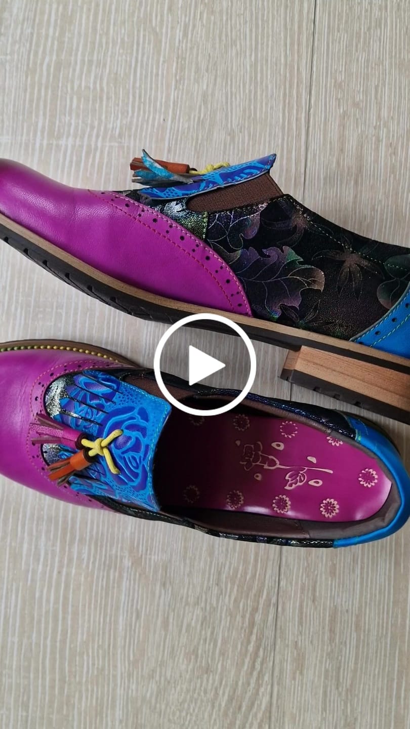 Customer video review of Bohemian Painted  Brogue Genuine Leather Shoes