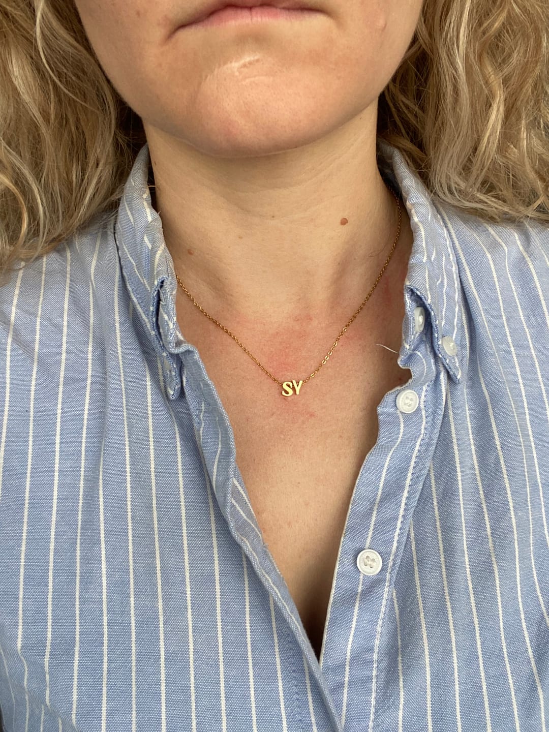 Customer photo review of Personalized Tiny Initial Necklace