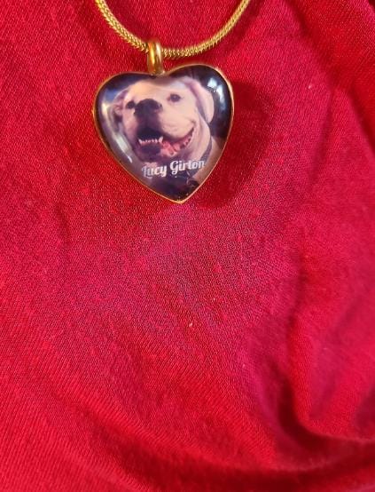 Customer photo review of Custom Heart Memorial Urn Necklaces