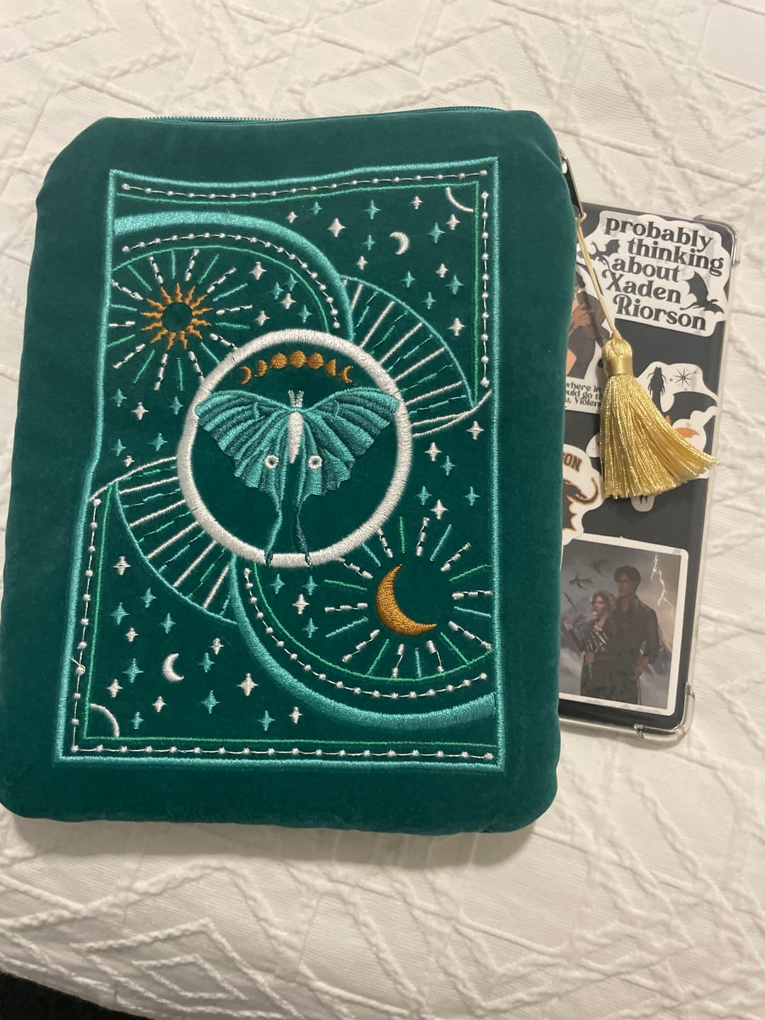 Customer photo review of Luna Moth Kindle & E-Reader Sleeve