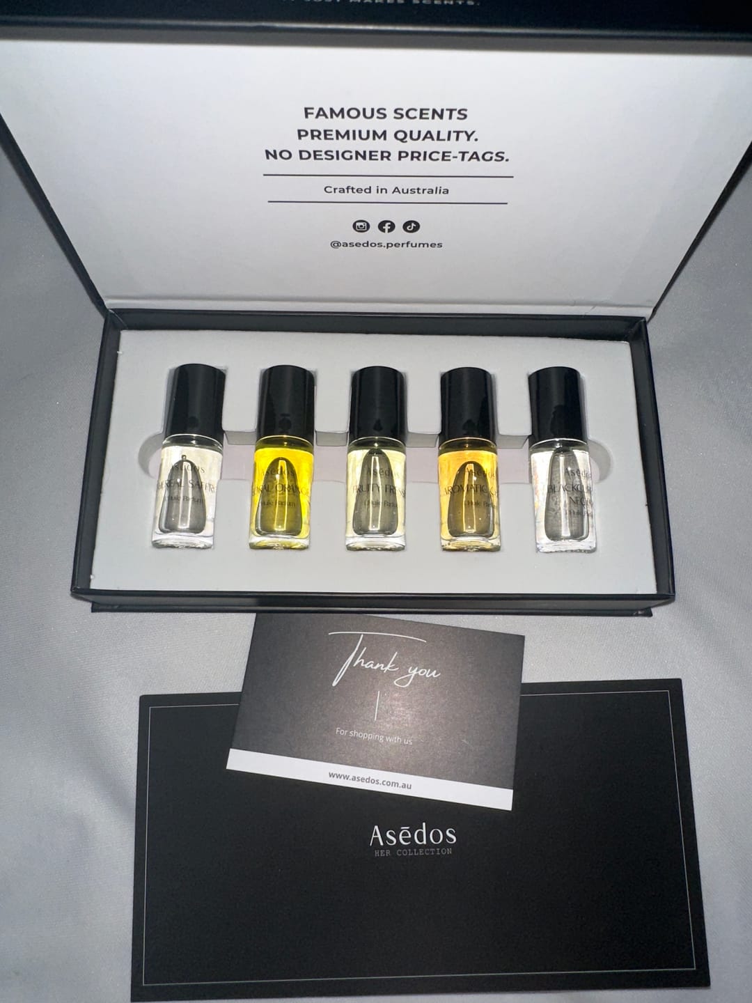 Customer photo review of Asēdos Perfume Oil Set - Her Collection