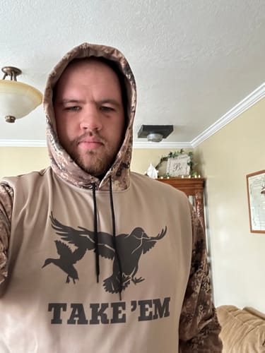 Customer photo review of Hoodie - Duck Hunting, Take 'Em