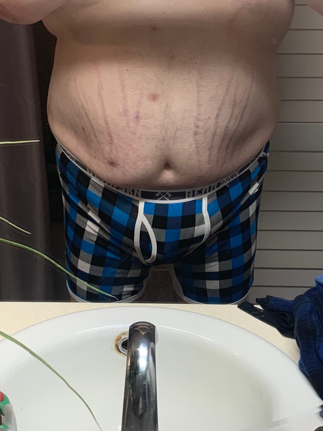 Customer photo review of Long Leg Bamboo Boxer Brief - Ice Blue Backwoods