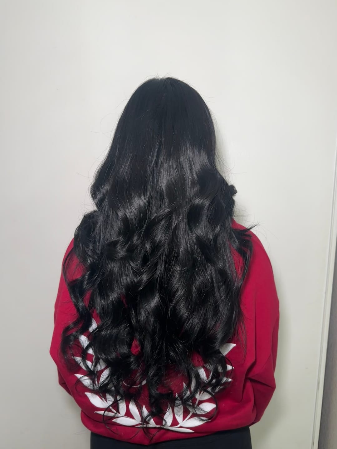 Customer photo review of Weft Hair Extensions Human Hair Weft Solid Jet Black #1