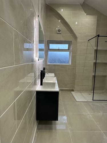 Customer photo review of Arno 1200mm Wall Hung 4 Door Vanity & Worktop - Soft Black