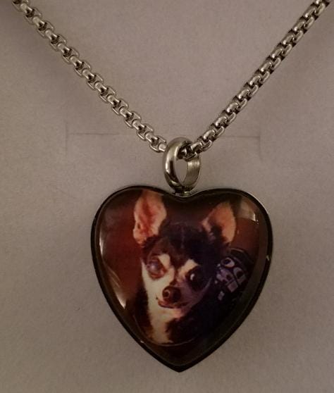 Customer photo review of Custom Heart Memorial Urn Necklaces