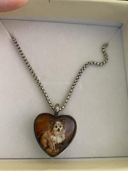 Customer photo review of Custom Heart Memorial Urn Necklaces