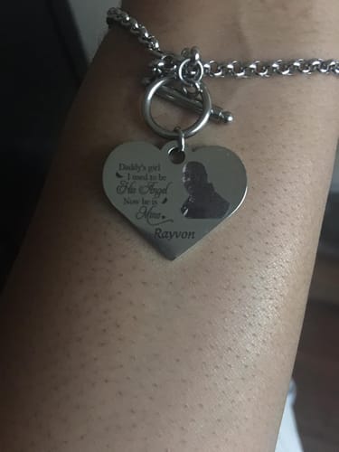 Customer photo review of Personalized Engraved Heart Bracelet I'm Always With You - Memorial Gift For Family, Friend