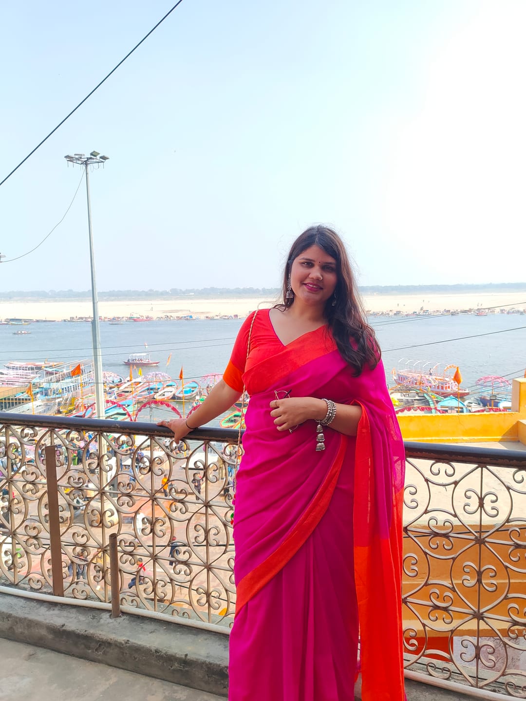 Customer photo review of Pink Orange Soft Cotton  Saree