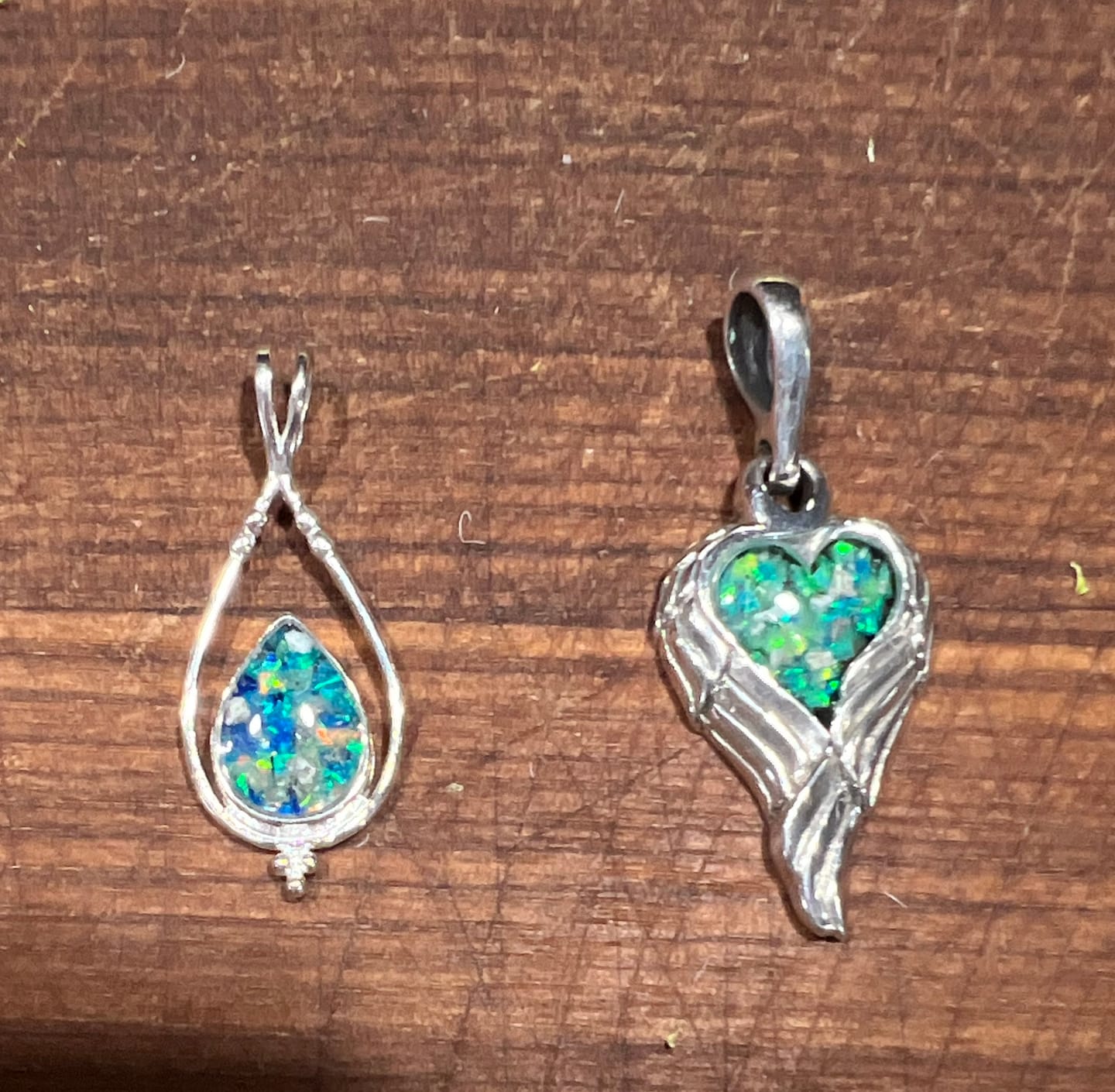 Customer photo review of Petite Angel Wing Pendant - Engravable