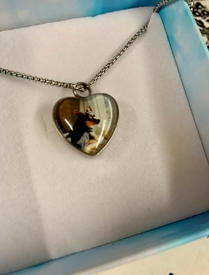 Customer photo review of Custom Heart Memorial Urn Necklaces