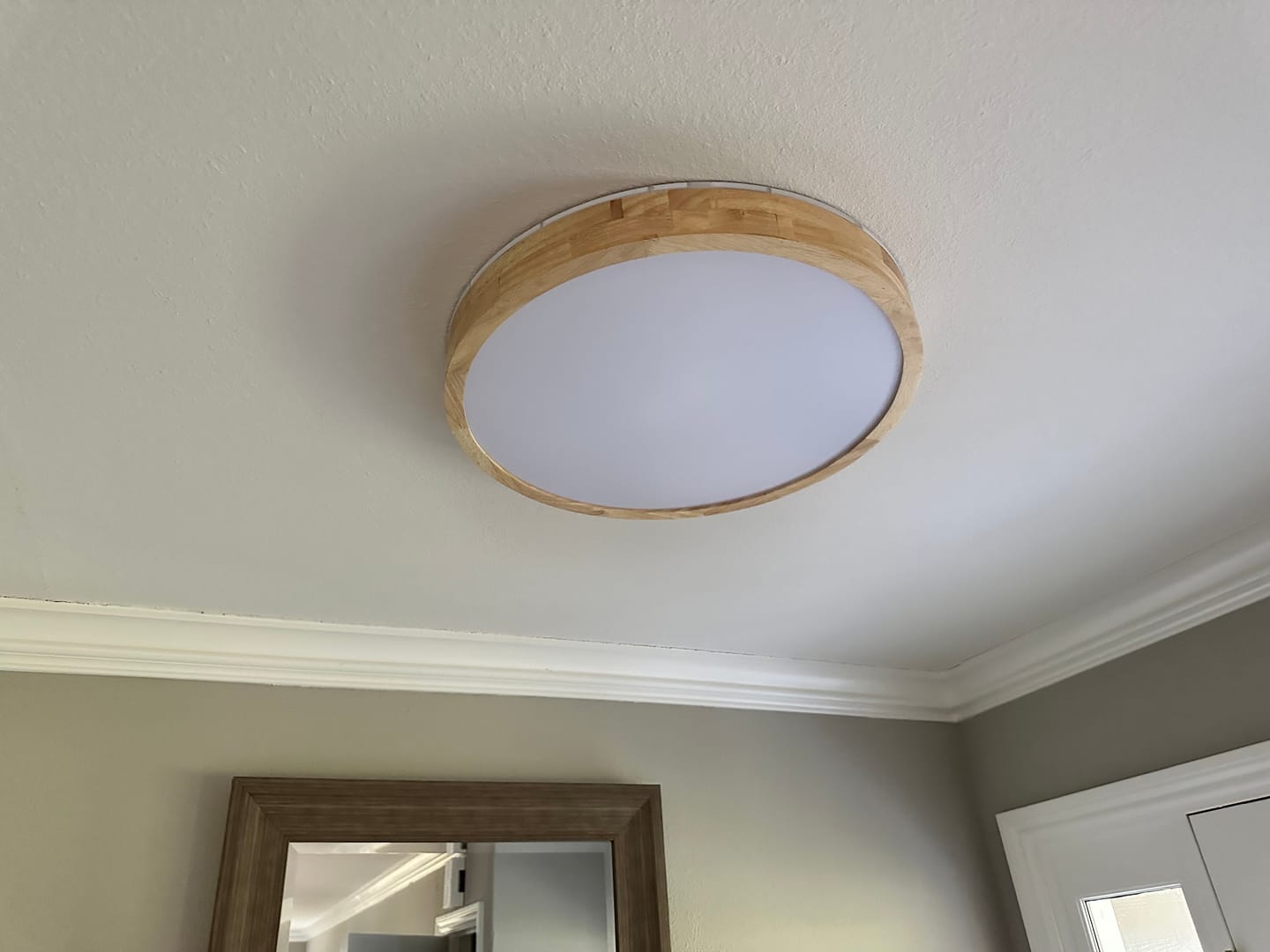Customer photo review of Scandinavian Wooden Round LED Flush Mount