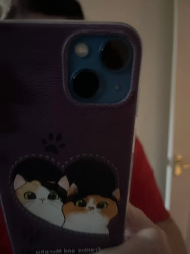 Customer photo review of Cat heart leather look - Personalised phone case