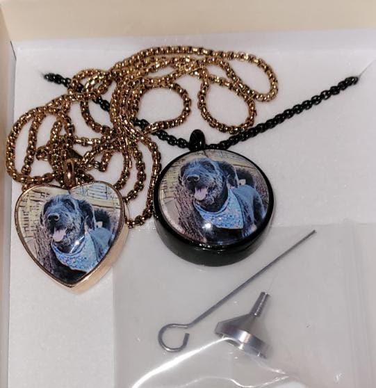 Customer photo review of Custom Heart Memorial Urn Necklaces