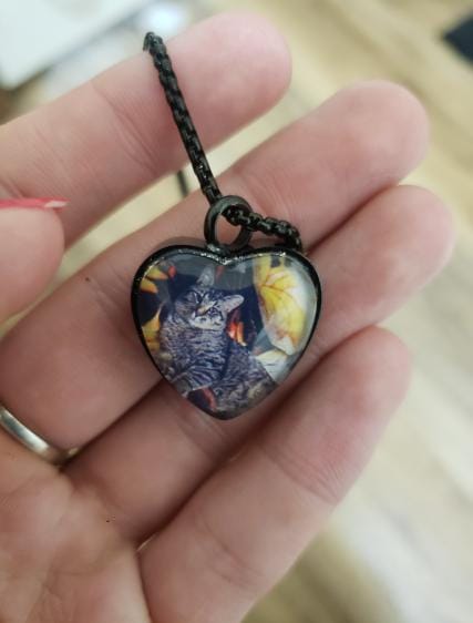 Customer photo review of Custom Heart Memorial Urn Necklaces