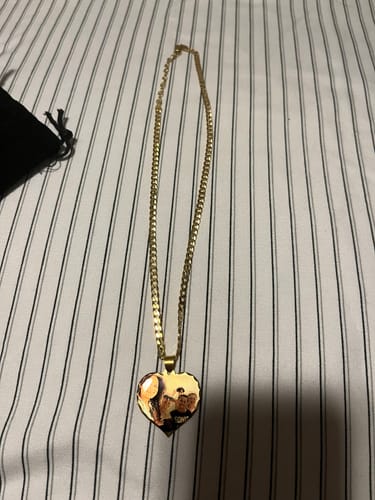 Customer photo review of Diamond Cut Heart Shape Photo Necklace