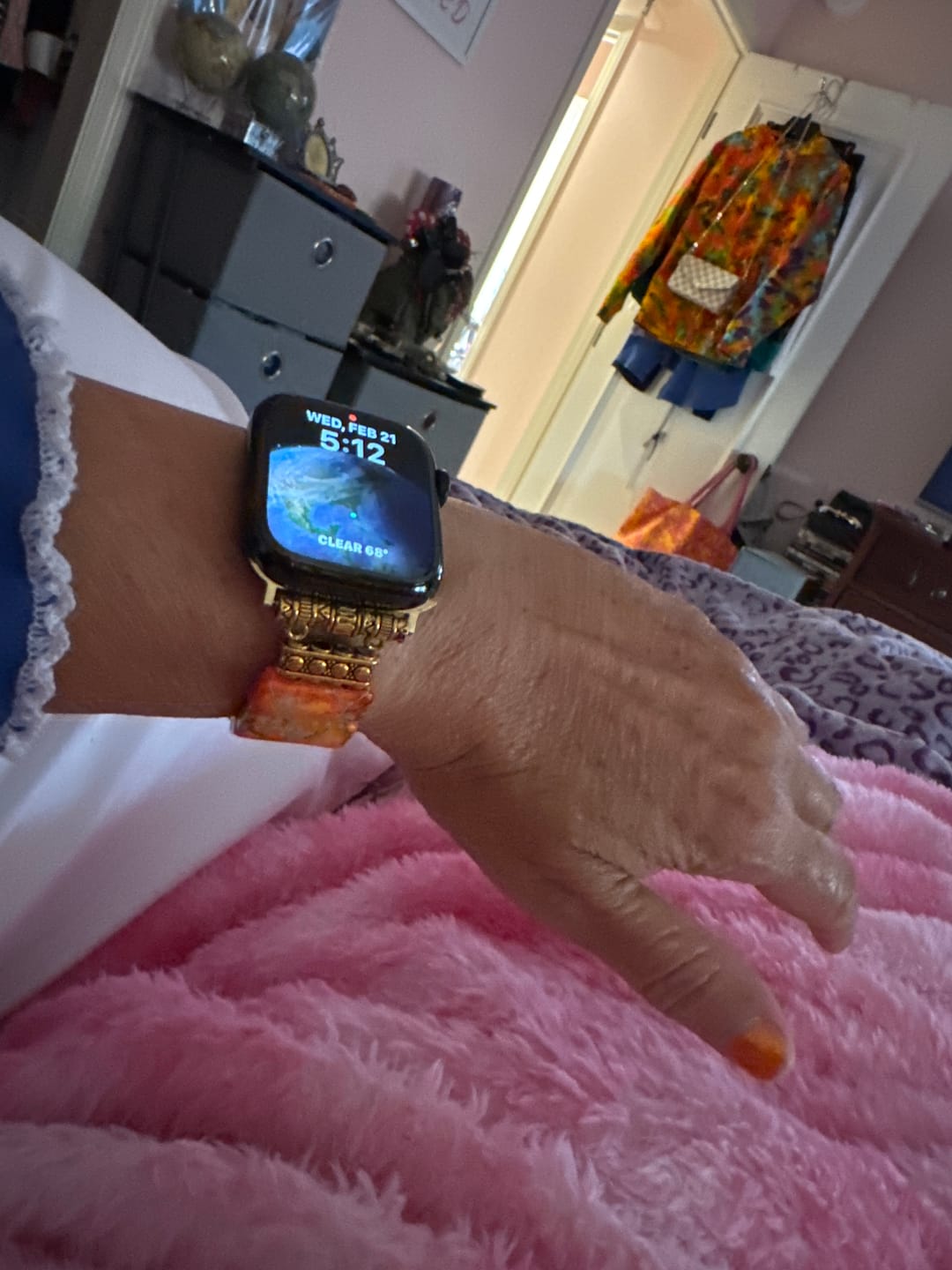 Customer photo review of Pumpkin Tibetan Jasper Stretch Apple Watch Strap