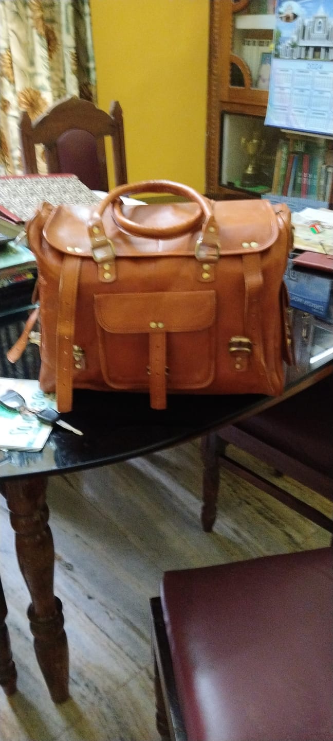Customer photo review of Walker Leather Office Travel Bag