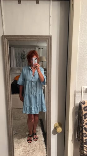 Customer photo review of Vorioal A-line Denim Dress