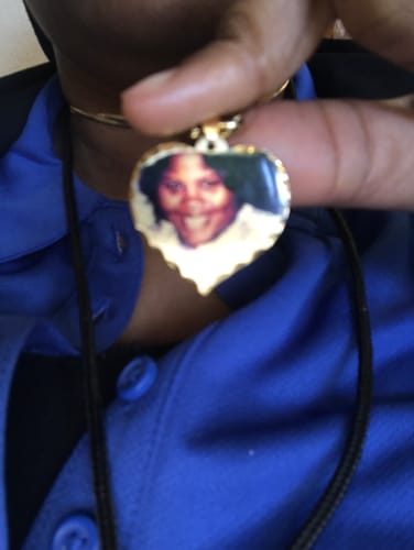 Customer photo review of Diamond Cut Heart Shape Photo Necklace