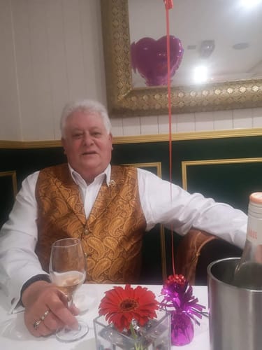 Customer photo review of Shining Orange Paisley Silk Vest Necktie Set