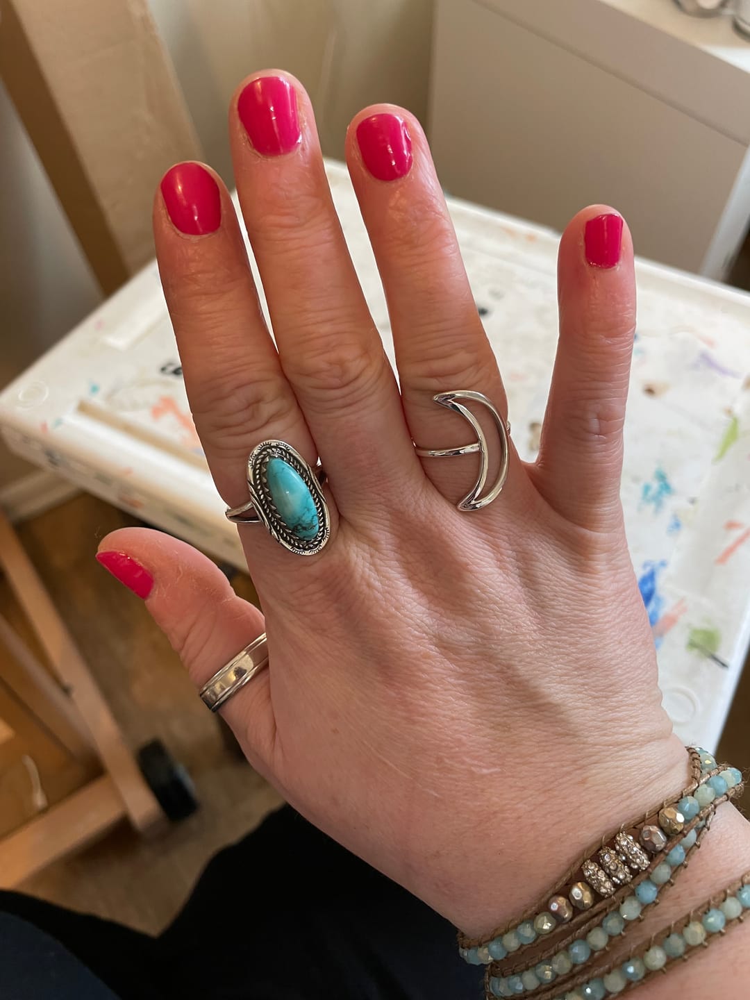 Customer photo review of Full Finger Crescent Moon Ring Sterling Silver