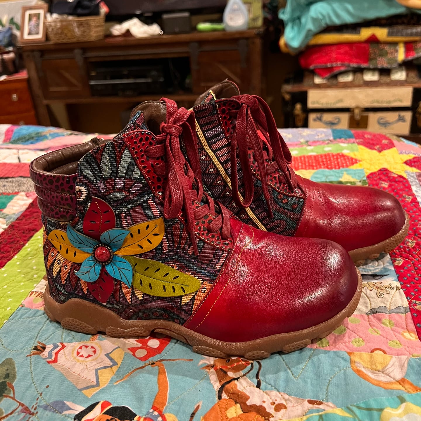 Customer photo review of Leather Handmade Comfortable Walking Boots
