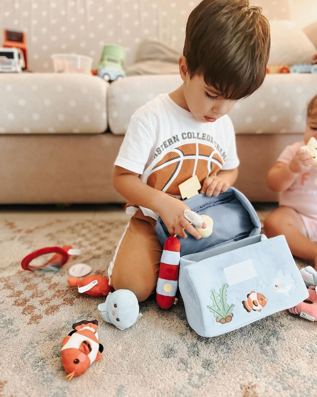 Customer photo review of Personnalisée Premier Ensemble de Jouet Sonore en Peluche de Boîte à Pêche pour Bébé