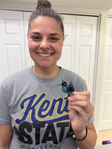 Customer photo review of Aqua Glass Hummingbird with Infused Ash