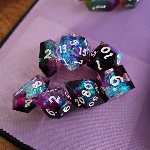 Customer photo review of Lightning Handmade Resin Dice Set RPG Game DND MTG Tabletop Gaming