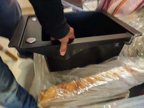 Customer photo review of Tarja Fregadero Doble Tina Cuarzo Negro 84.5x48.5x22cm