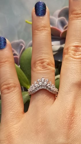 Customer photo review of Wishbone Chevron CZ Band in Sterling Silver