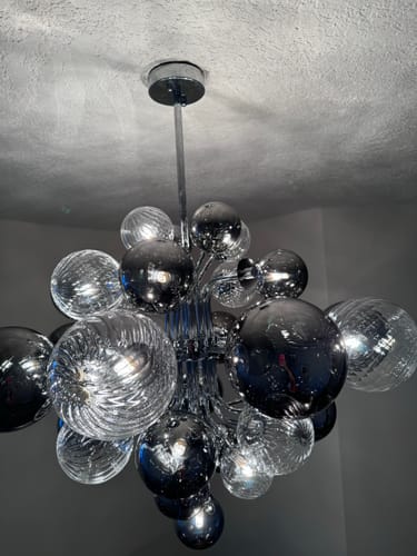 Customer photo review of 8/18 Light Cluster Bubble Grape Glass Chandelier