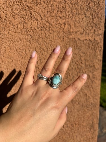 Customer photo review of Larimar Sterling Silver Boho Ring for Women