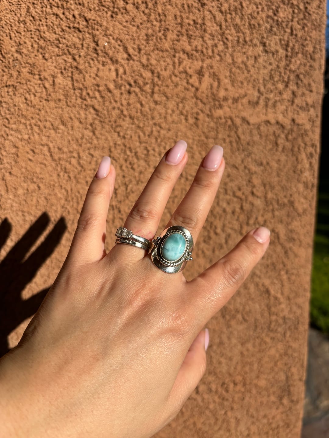 Customer photo review of Larimar Sterling Silver Boho Ring for Women