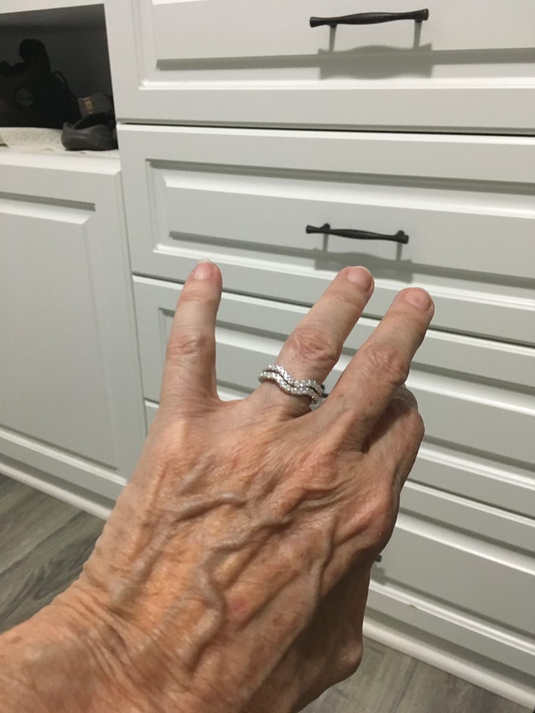 Customer photo review of Curved Pave Moissanite Half Eternity Wedding Band Stackable Ring