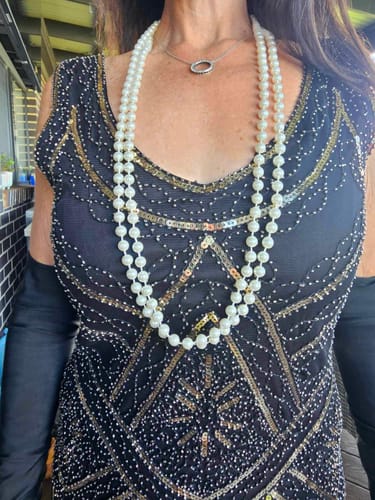 Kylee K. review of 1920s Black Gold Beaded Sequin Stella Flapper Dress image 2 out of 2